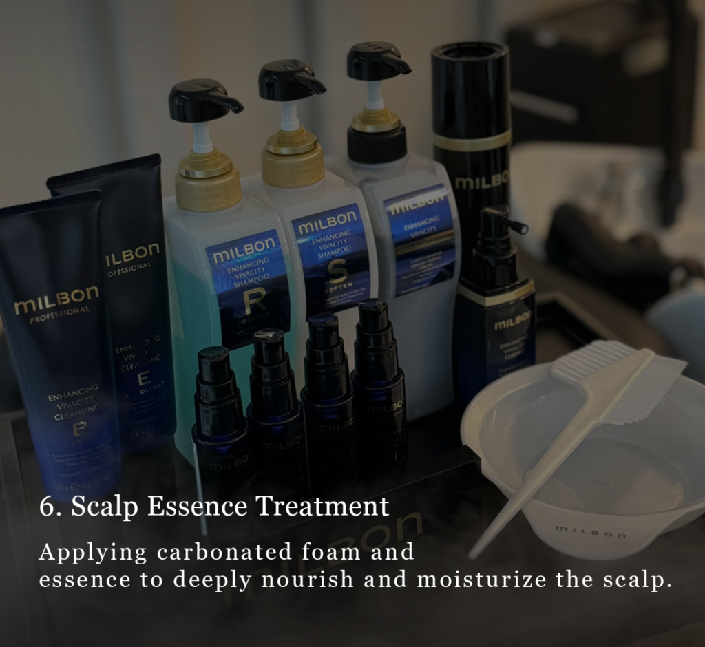 using carefully selected japanese milbon products for the scalp health